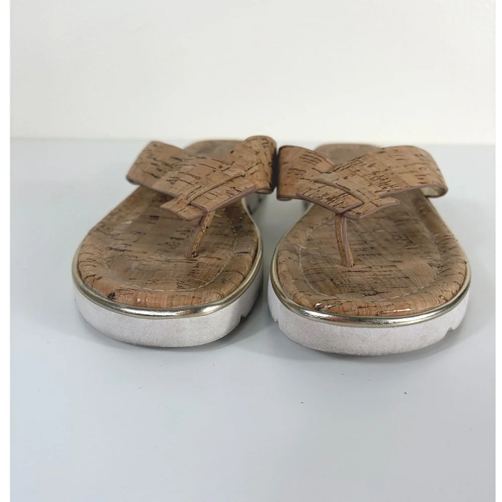 Donald Pliner Haddie Cork Thong Sandal Brown Gold Women's Size 7 Boho Coastal